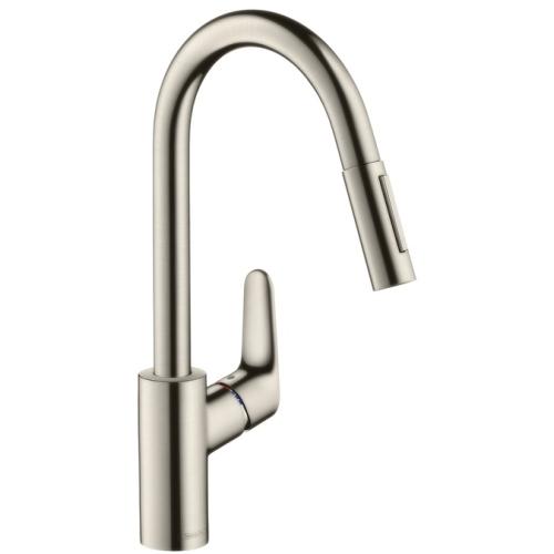 Hansgrohe 31815800 Focus Смеситель для кухни однорычажный,с выдвижным душем,1/2,под сталь