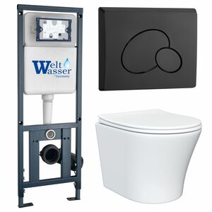 Инсталляция Weltwasser Mar 410+Кнопка Mar 410 RD MT-BL черный+Astra JK8021052 белый унитаз