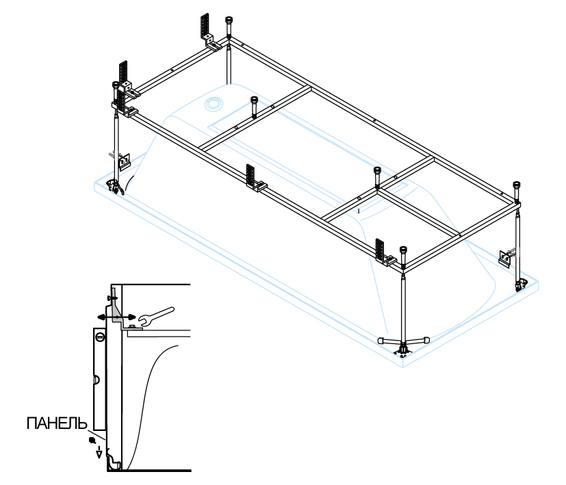 Каркас для ванны Cezares Plane 1800x800 мм Emp-180-80-Mf-R