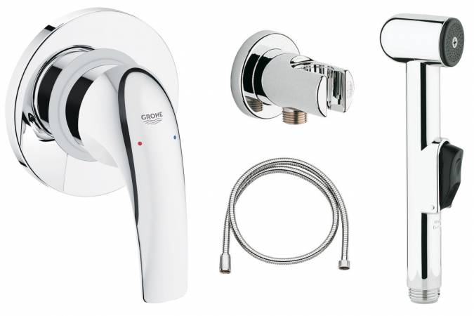 Комплект для гигиенического душа GROHE BauCurve: встраиваемый смеситель хром 123072