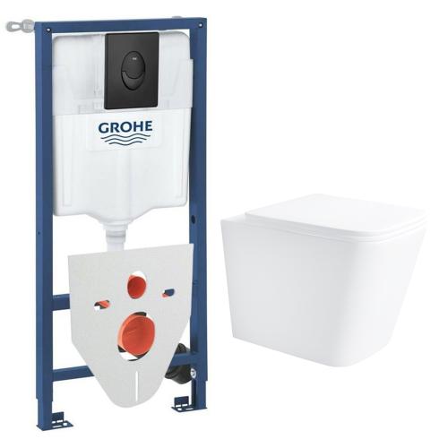 Комплект инсталляции Grohe с унитазом Helmken 35490301 с кнопкой смыва и шумоизоляцией