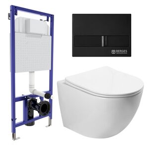 Комплект инсталляция Berges Wasserhaus + Унитаз SantiLine SL-5005 + кнопка черная
