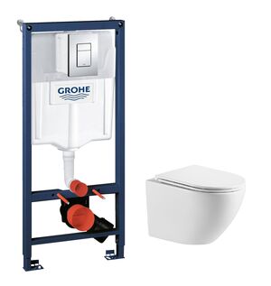 Комплект инсталляция Grohe Rapid SL + Унитаз безоб. Azario Grado AZ0046UQ торнадо с сид.м