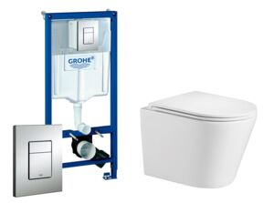 Комплект инсталляция Grohe Rapid SL + унитаз WeltWasser Salzbach 004 GL-WT + кнопка хром