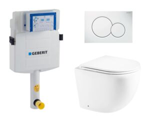 Комплект: смывной бачок Geberit Duofix + унитаз Unico + кнопка белая, 535767