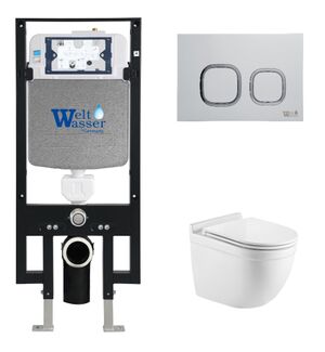 Комплект унитаз с инсталляцией WeltWasser AMBERG 497 + HEIMBACH 043 GL-WT + AMBERG RD-WT