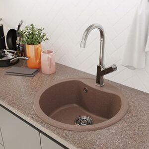 Кухонная мойка MIXLINE ML-GM09 из искусственного мрамора круглая, терракотовая