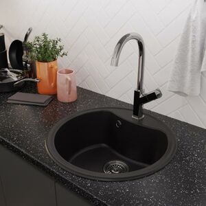 Кухонная мойка MIXLINE ML-GM09 из искусственного мрамора круглая, ультра-черная