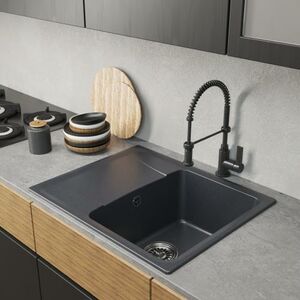 Кухонная мойка MIXLINE ML-GM26 из искусственного мрамора с крылом, антрацит