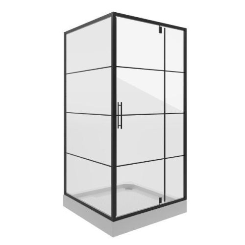 Niagara Nova 80х80 NG-0280-08 BLACK стекло прозрачное, профиль черный, без поддона