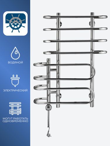 Полотенцесушитель электрический и водяной Флагман Каскад 300x600x8