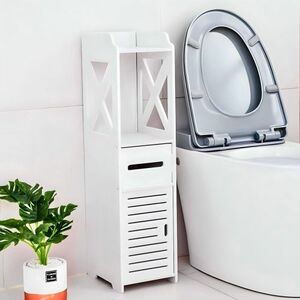 Шкаф-пенал для ванной и туалета белый напольный Kuboxy ST8018 18х19.5х80 см
