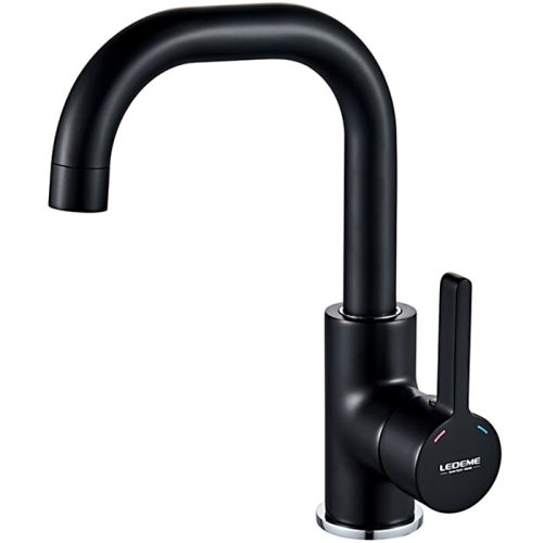 Смеситель для раковины с поворотным изливом Ledeme R L1099B черный