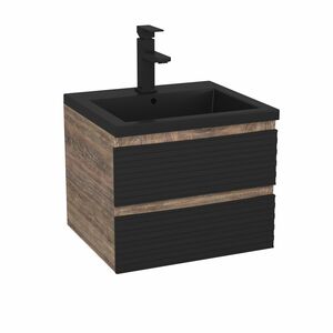 Тумба Bau Stil Loft black brushed, раковина BAU Stil 50, смеситель Hotel Black, черный