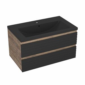 Тумба Bau Stil Loft black brushed, раковина BAU Stil 75, черный металлик, SD5614