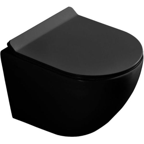 Унитаз подвесной Art&Max Ovale AM011CHR-MB без сиденья, черный матовый