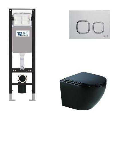 Унитаз с инсталляцией WeltWasser AMBERG 350 + MERZBACH 041 XL MT-BL + AMBERG RD-MT CR