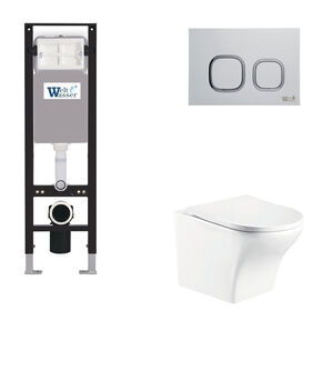 Унитаз с инсталляцией WeltWasser AMBERG 350 + ODENBACH 004 GL-WT + AMBERG RD-MT CR