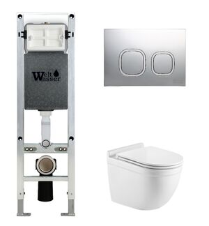 Унитаз с инсталляцией WeltWasser AMBERG 350 ST + HEIMBACH 043 GL-WT + AMBERG RD-CR