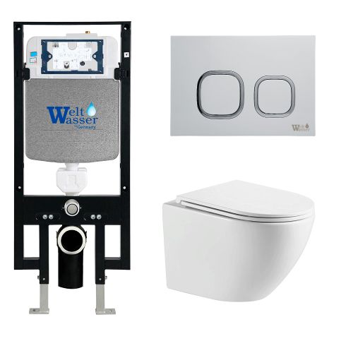 Унитаз с инсталляцией WeltWasser AMBERG 497 + MERZBACH 041 XL GL-WT + AMBERG RD-WT