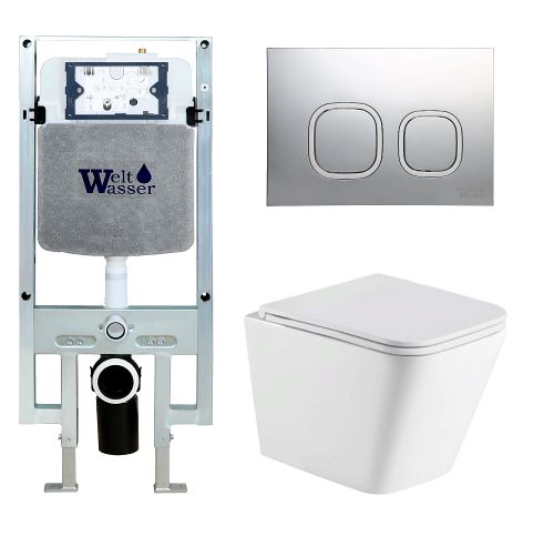 Унитаз с инсталляцией WeltWasser AMBERG 497 ST + GELBACH 043 GL-WT + AMBERG RD-MT CR
