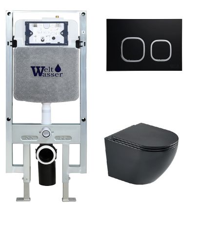 Унитаз с инсталляцией WeltWasser AMBERG 497 ST + HEIMBACH 043 MT-BL + AMBERG RD-BL