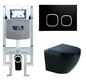 Унитаз с инсталляцией WeltWasser AMBERG 497 ST + MERZBACH 043 GL-BL + AMBERG RD-BL