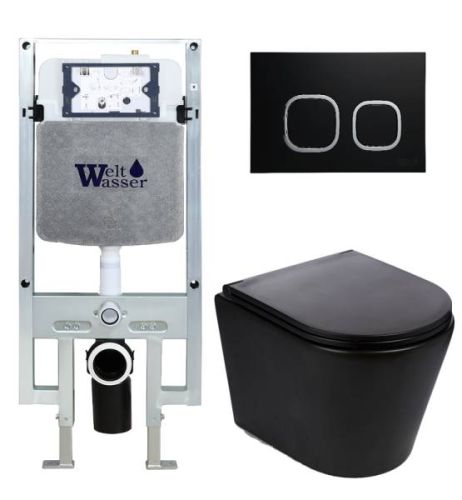 Унитаз с инсталляцией WeltWasser AMBERG 497 ST + SALZBACH 043 MT-BL + AMBERG RD-BL