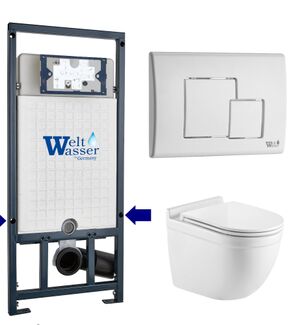 Унитаз с инсталляцией WeltWasser MARBERG 507 + HEIMBACH 043 GL-WT + MAR 507 SE GL-WT