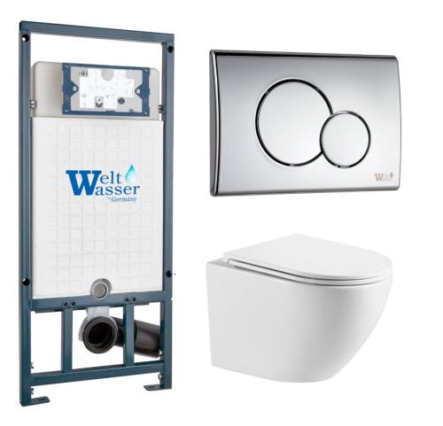 Унитаз с инсталляцией WeltWasser MARBERG 507 + MERZBACH 043 GL-WT + MAR 507 RD хром