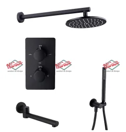 Душевой комплект термостатический 3в1 Warmer Black Line Bl 400300-8D Termo